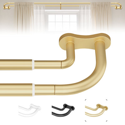 Modern Durable Alloy Steel Wrap Around Blackout Double Curtain Rod,36" to 88",Gold