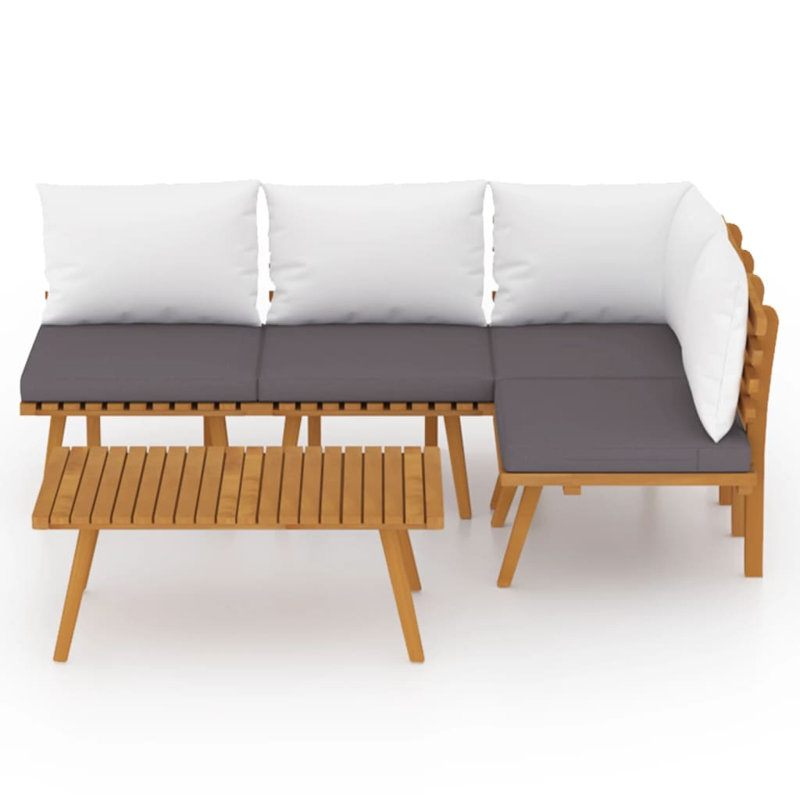 Ensemble de salon de jardin extérieur gris foncé et blanc