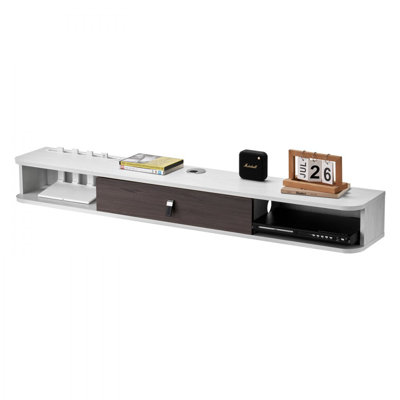 Floating TV Stand, Wall Mount Entertainment Center with Cable Hole, Modern Floating TV Shelf with Storage Cabinet, Particle Board Console for DVD Play by Ebern Designs