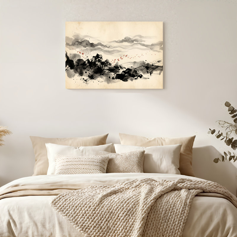 «Gallery Wrap», art mural sur toile pour le salon, la chambre à coucher, le bureau ou le vestibule - décoration murale décorative avec nuage de montagne