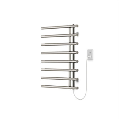 Linx Round 30" X 20" Plug-In Towel Dryer With Hardwire Kit On Right Brushed Nickel