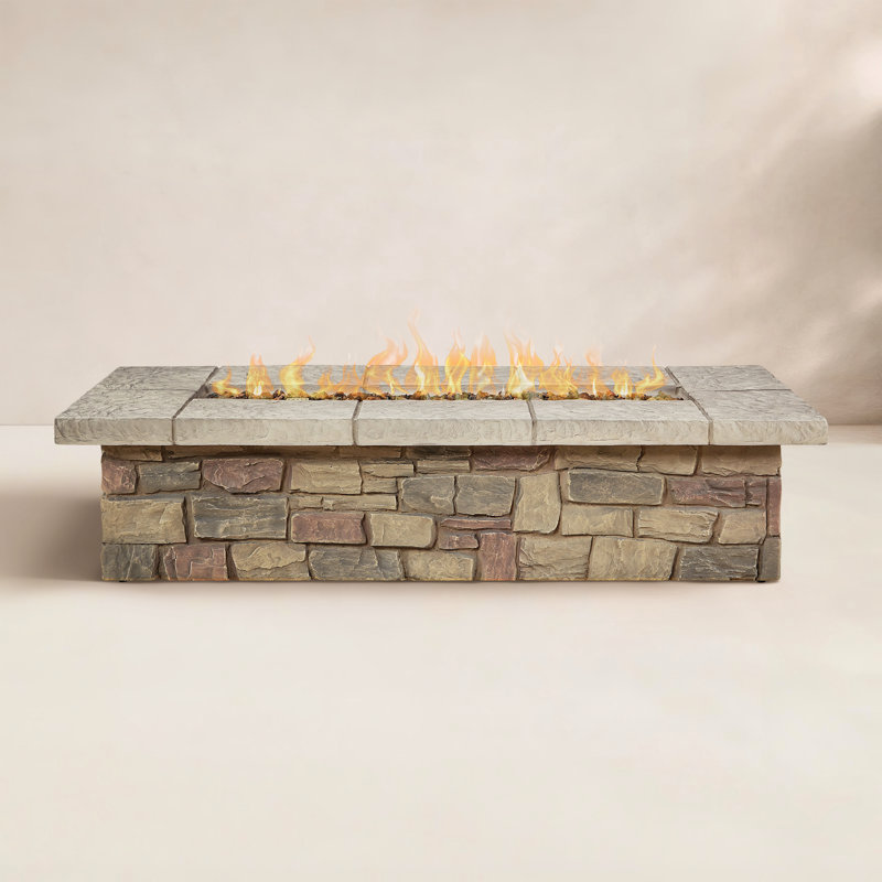 SEDONA Rectangle Concrete Propane or Natural Gas Fire Pit Table by Real Flame, 14.25" H x 66.25" W x 29" D