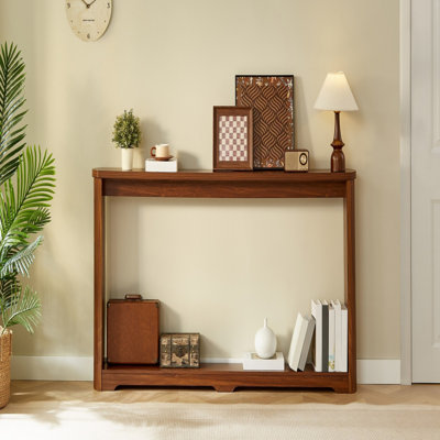  Console de 70,1 pouces à courbe étroite, canapé de rangement en bois avec plateau de table épais et résistant à l'usure, table de couloir d'entrée moderne pour le bureau du salon