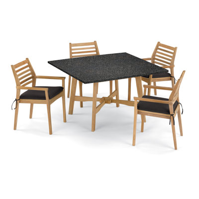 Huggins 4 - Person Patio Dining Set with Square Table , Sunbrella® Cushions Included