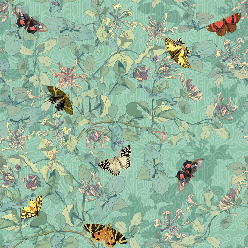 Yuki Osada Floral Wallpaper Double Roll, Teal
