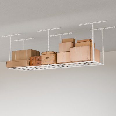 2X8FT Overhead Garage Storage Rack, 22"-40" Height Adjustable Garage Ceiling Storage Racks, Heavy Duty Metal Overhead Storage Organizer System, 800LBS Weight Capacity