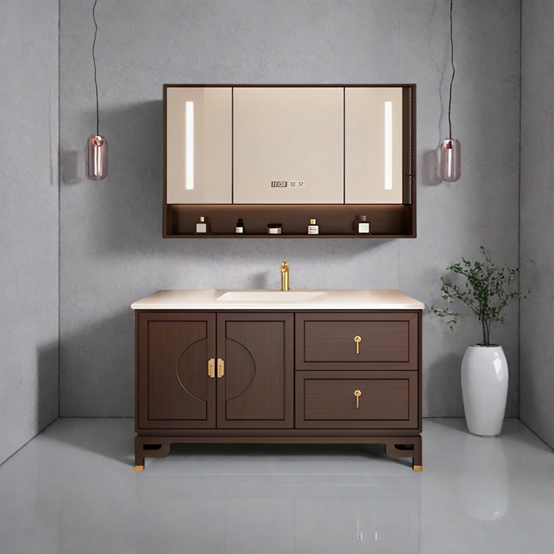 New Chinese style smart bathroom cabinet, 31.49" H x 51.18" W x 21.65" D