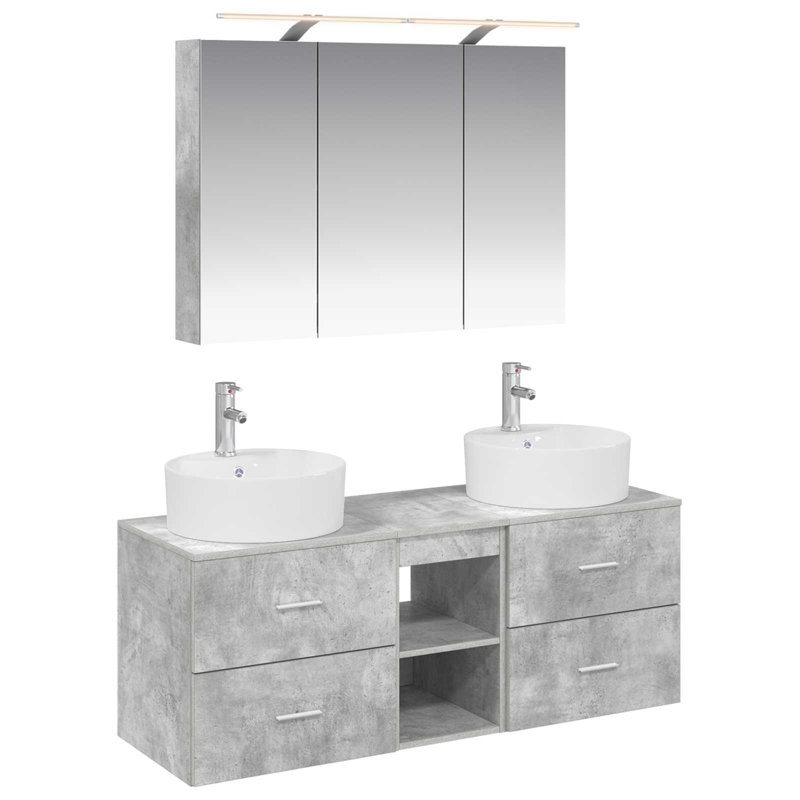 Vanity & Mirror Set, Light Grey