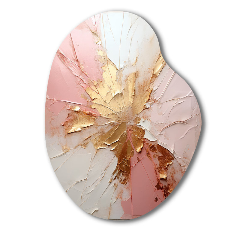 Driffield - peinture abstraite asymétrique sur métal, décoration murale beige, H 38 po x l 28 po