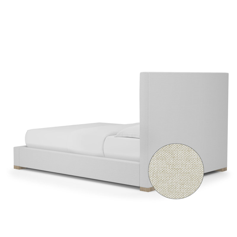 Sloan Upholstered Bed, Full, Pebble Weave Linen Alabaster, Weathered