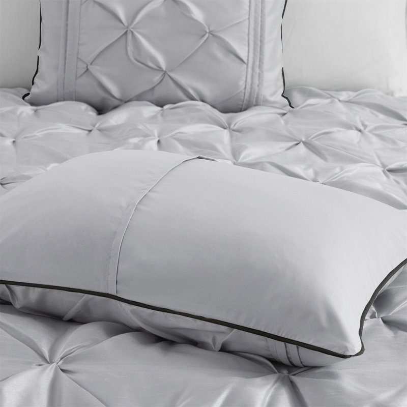 Ensemble d'édredon 7 pièces 100% polyester, King Comforter + 6 Additional Pieces, Gris