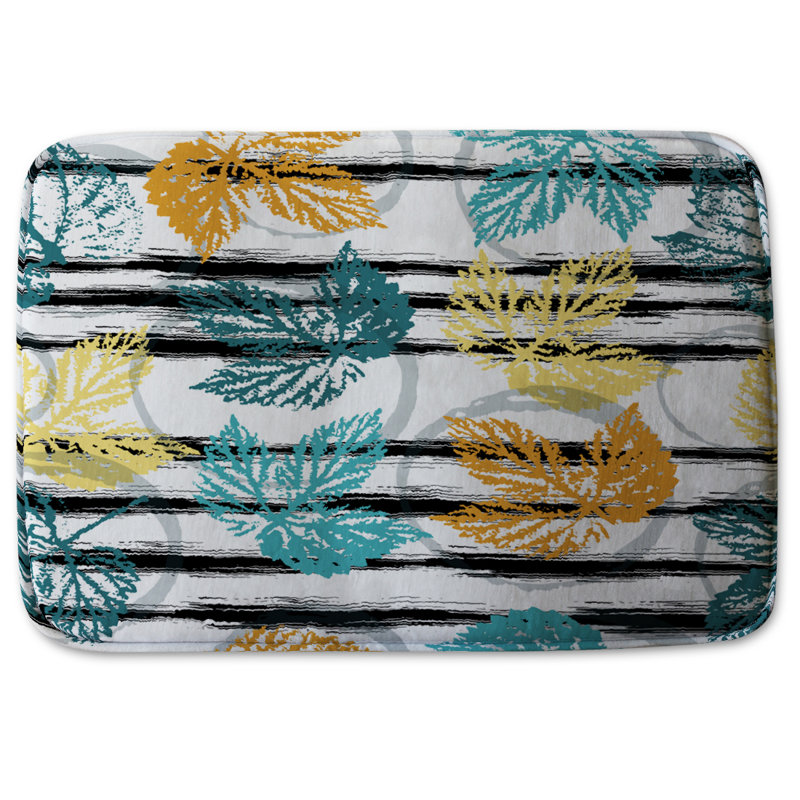 Staplehurst Non-Slip Bath Rug and Bath Mat, Blue/Yellow