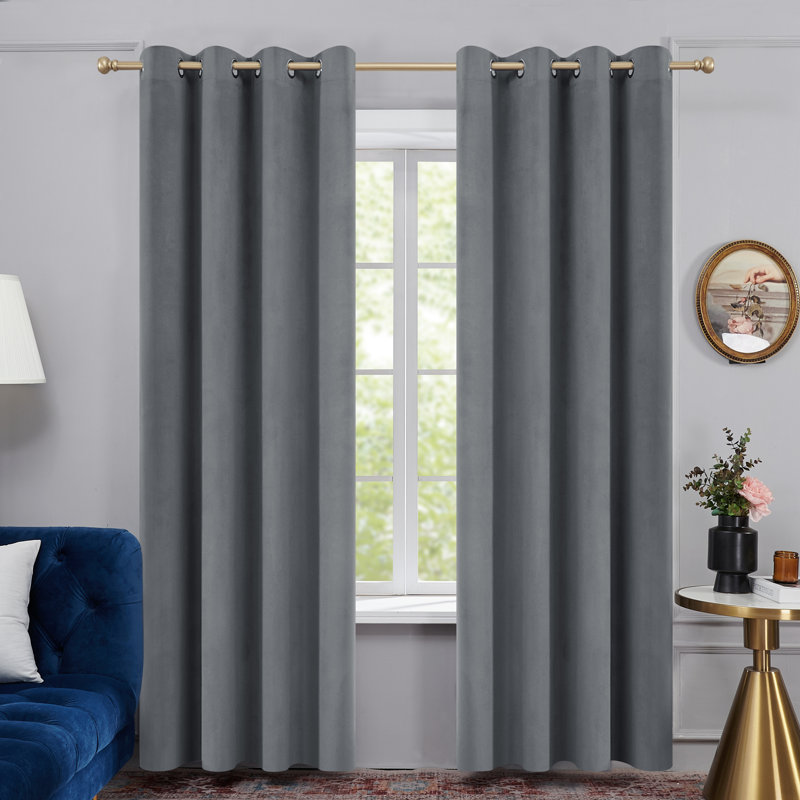 Zmari Blackout Curtain Panel Pair, 52" W x 84" L, Dark Gray