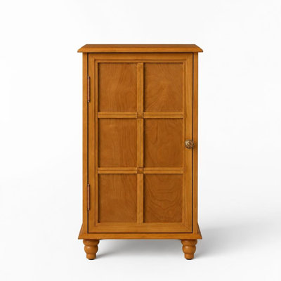 27 Inch Tall Mid-Century Modern Floor Storage Cabinet with Doors and Adjustable Shelf, Multi-Functional Retro Accent Console Table, Towel Organizer, and Freestanding Unit for Entryway, Hallway, Living Room, Kitchen, Bathroom, and Garage Use