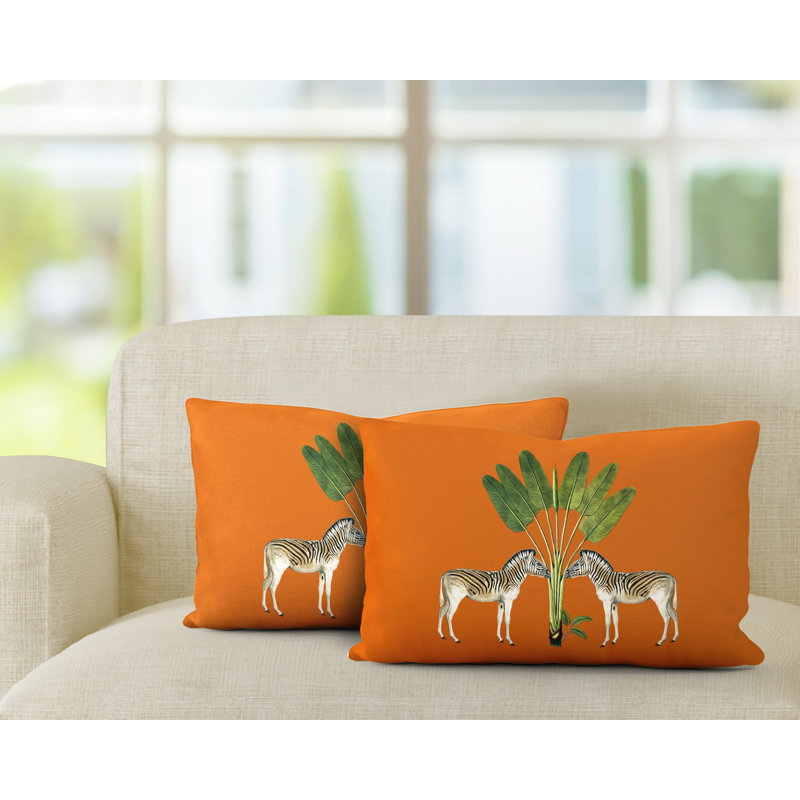 Housse et insert de coussin carré intérieur / extérieur , Orange, L 20 po x H 14 po