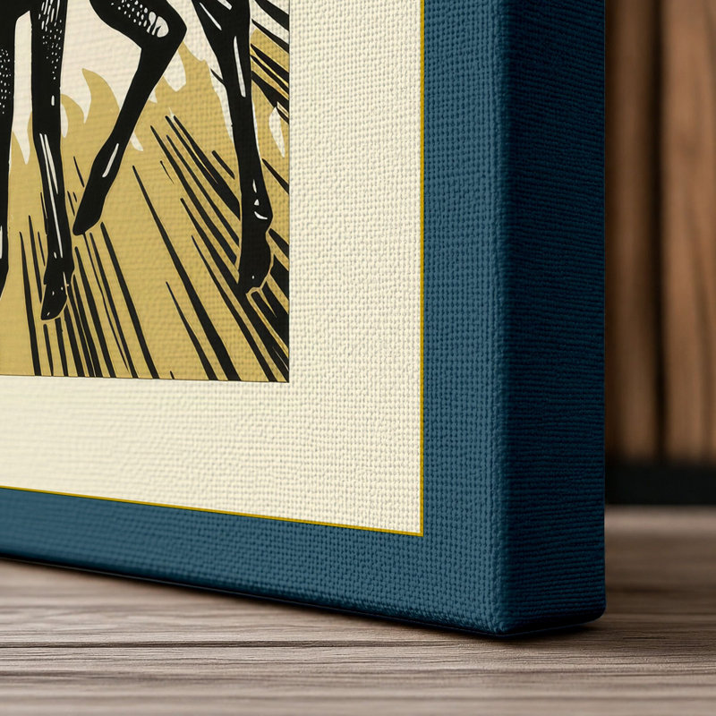 Radiant Deer Japandi - Wrapped Canvas, 18x12 - 45.7 x 30.5 cm, Teal Border