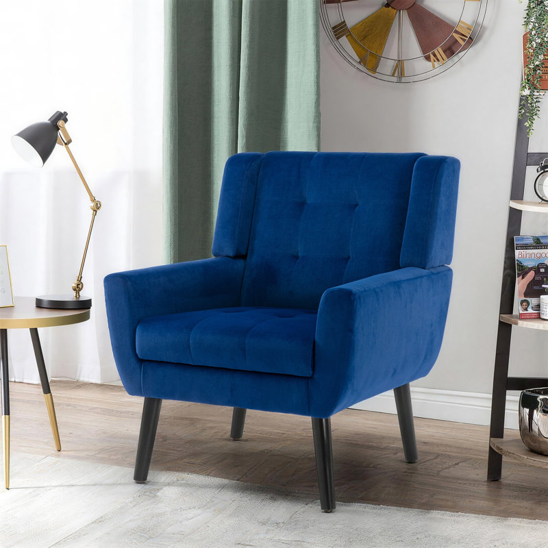 Fauteuil d'appoint Bolanle, Velours bleu royal