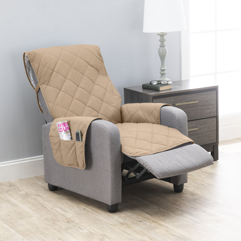 Housse pour canapé à coussins carrés/rectangulaires, Polyester / coton brun clair, H 78 po x l 65 po