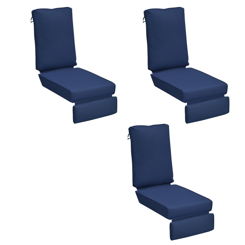 Outdoor 5.5'' Chaise Lounge Seat / Back Cushion(Set Of 3), Navy