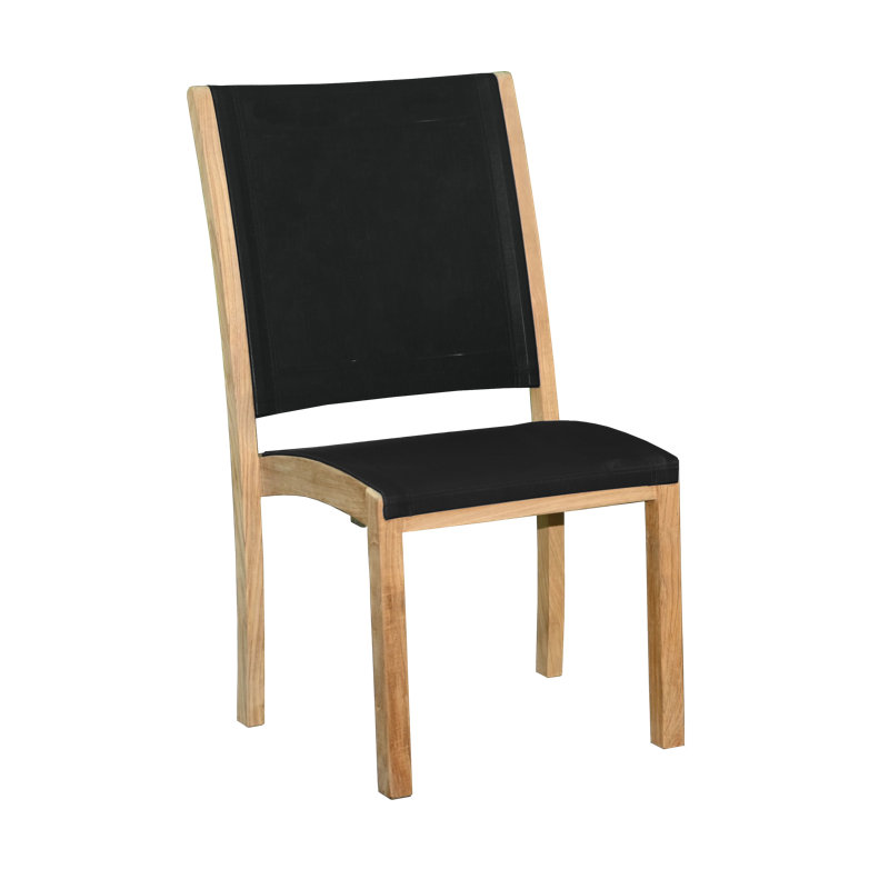 Riviera Teak Outdoor Sling Stacking Dining Chair, Black