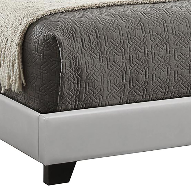 Lit à panneau double transitionnel gris avec similicuir - Sommier tapissier, Gris , Lit double
