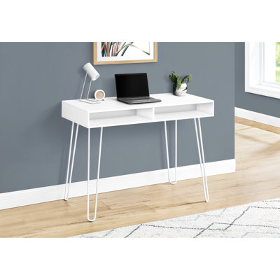Bureau de travail moderne blanc avec poids de 38 lb et options de rangement pour le bureau à domicile