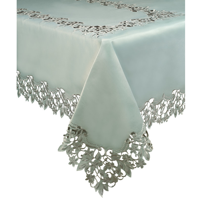 Nappe Ardelia Collection Alvina avec broderie européenne pour un élégant décor de table de Noël, Bleu