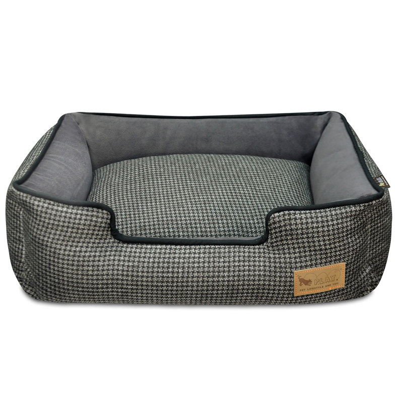 Lit pour chien Houndstooth, Noir/gris, Grand (l 38 po x P 30 po x H 9 po)