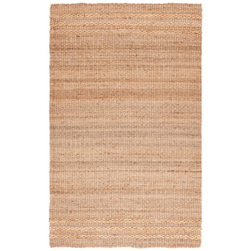 Vernal Natural Fiber Flat Weave Jute Pile Striped Rug, Rectangle 5' x 8'
