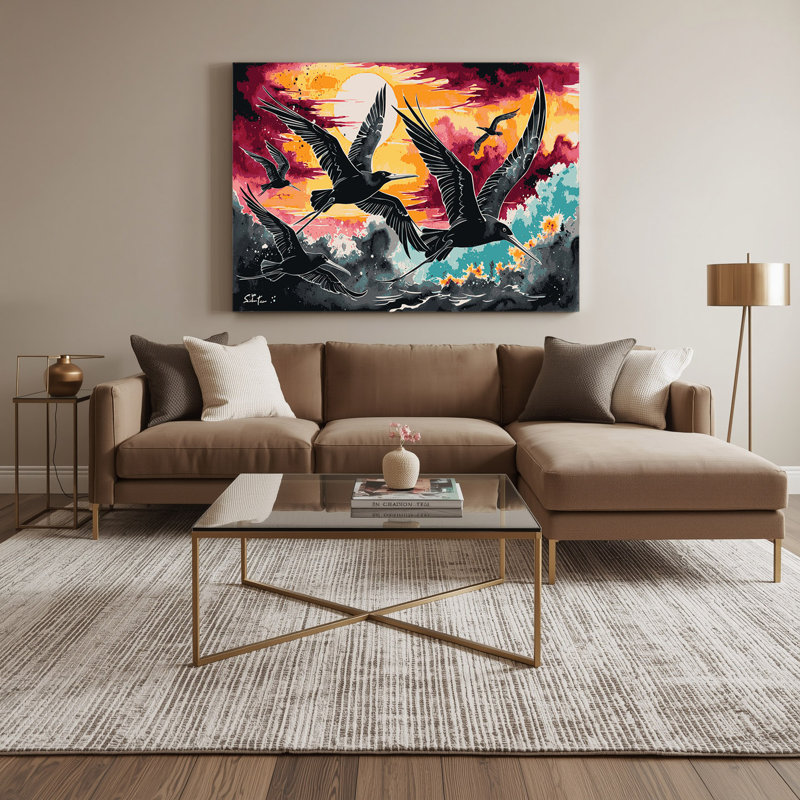 «Hawaiian Frigate Birds», art mural sur toile brune, H 12 po x l 18 po