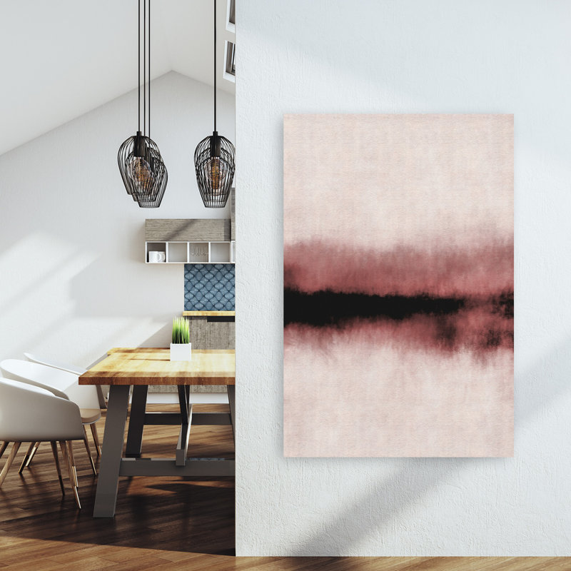 Foncé rosé ombré abstrait minimaliste moderne rose paysage nature, art mural, 60" H x 40" W