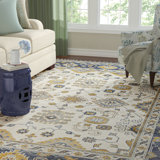 Hand Knotted Wool Ivory/Blue Area Rug