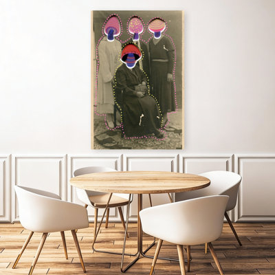 Surreal Mushroom Family Abstract Contemporary Wall Art Print 1 Piece Wrapped Canvas Wall Art