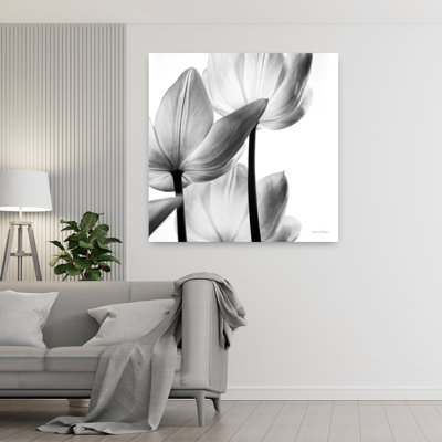 Contemporary Translucent Tulips Iii Crop With Black And White Floral Art