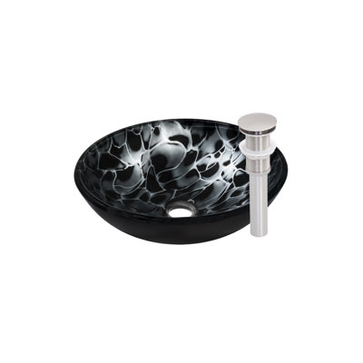 Novatto 16.5'' Black/Silver Glass Circular Bathroom Sink