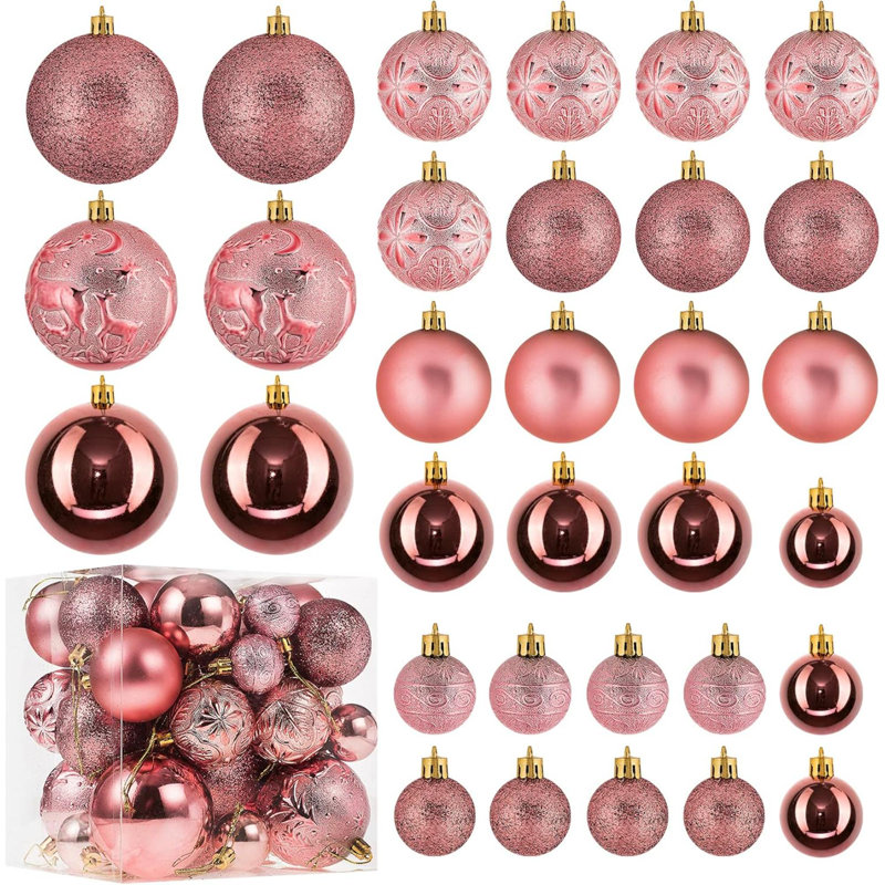 Ornements de Noël pour arbres de Noël, boules de Noël incassables, Or rose