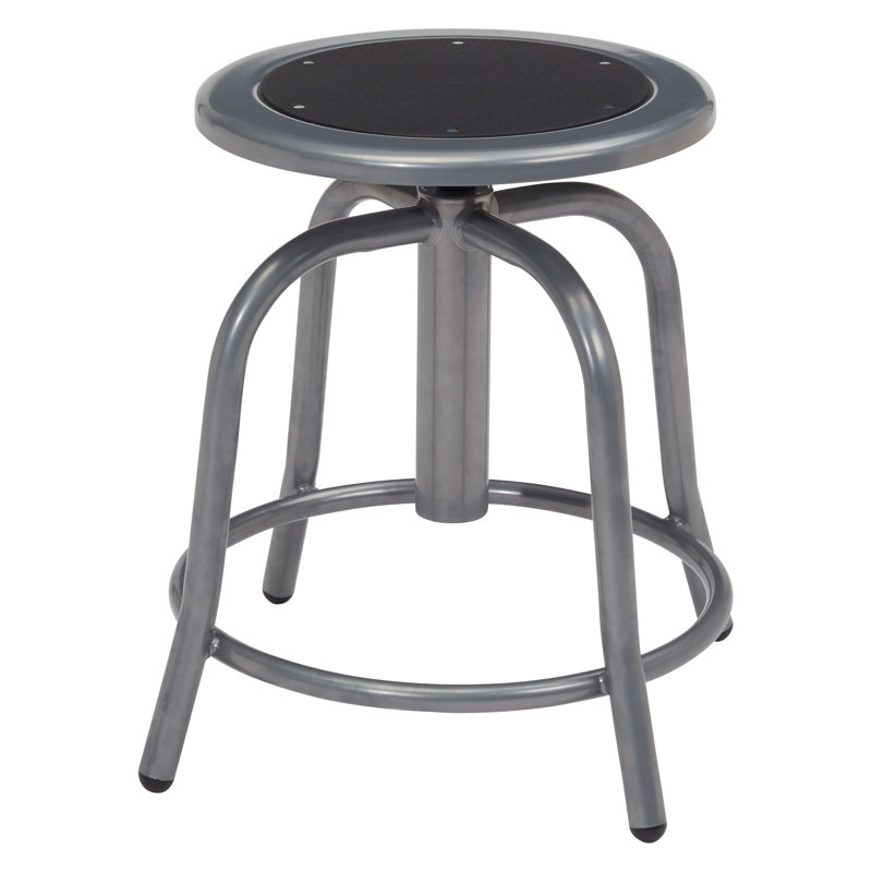 Adjustable Black Metal Swivel Stool with Footrest