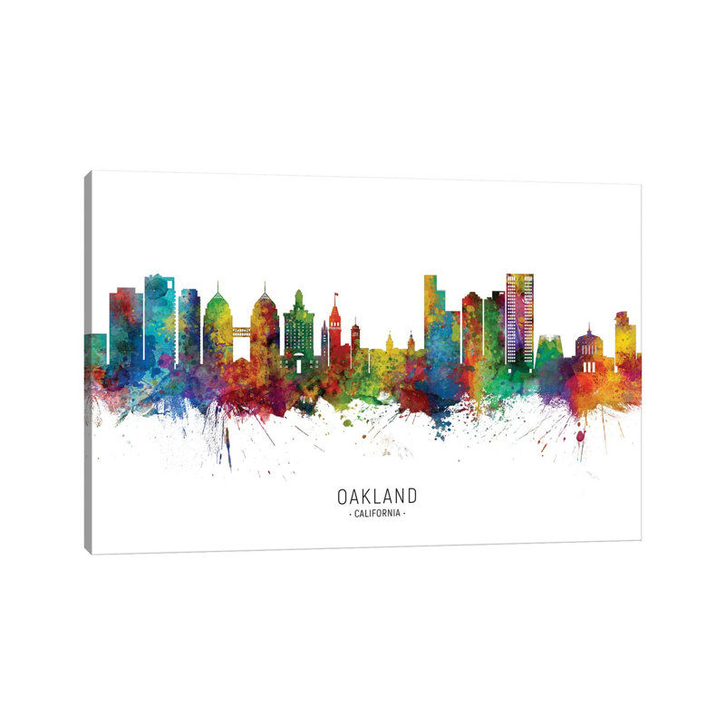 «Oakland, California Skyline» par Michael Tompsett, impression sur toile tendue, H 40 po x l 60 po x 1,5 po