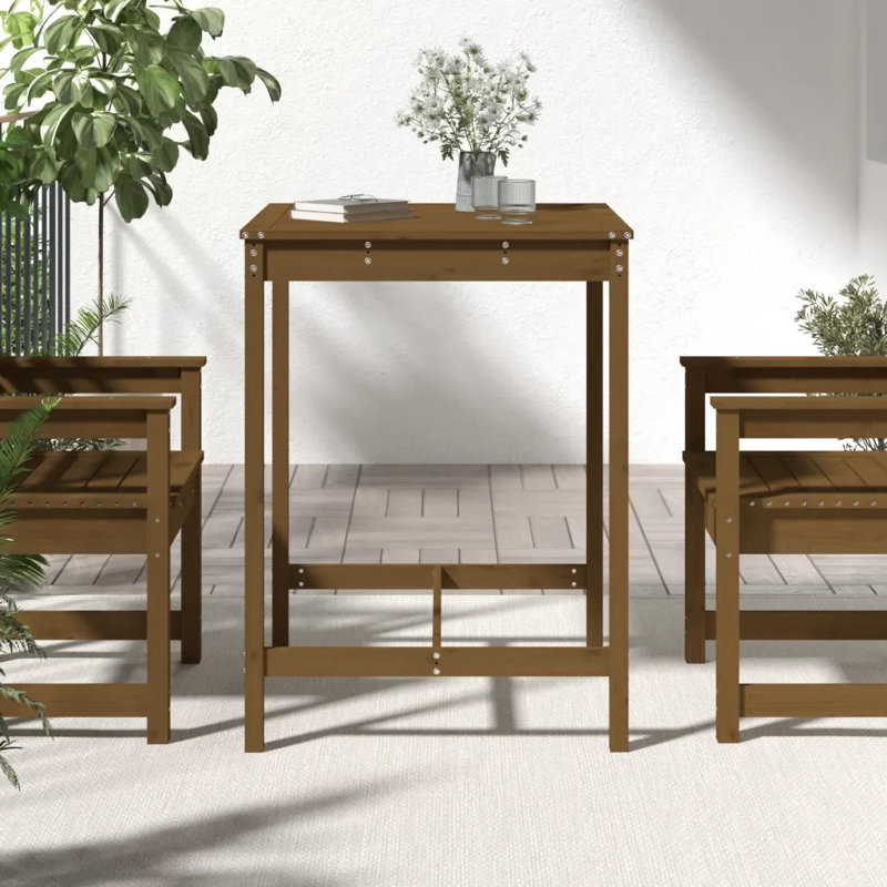 Schupple Square Pine Outdoor Dining Table , cm W 82.5cm cm D, 110cm H x 82.5cm W x 82.5cm D, Honey Brown