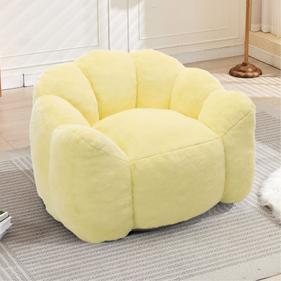 Fauteuil à billes jaune pour adultes avec anneau de traction, ergonomique pour le confort, l'encrassement et le matériau, la base antidérapante, le fauteuil de loisir idéal pour le repos, la mousse confortable à haute densité, facile à nettoyer