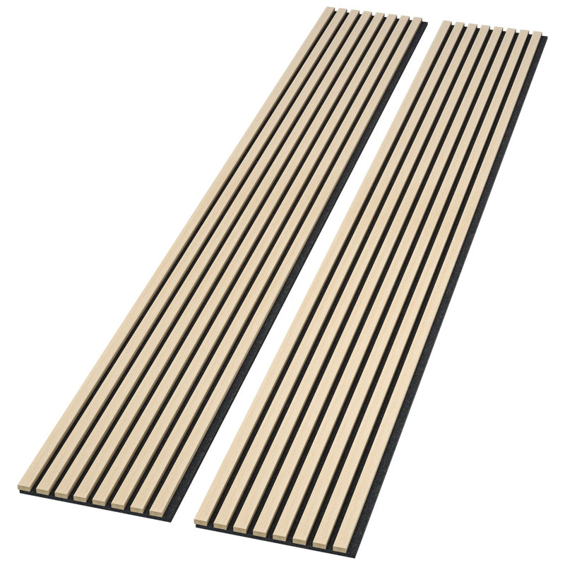 Acoustic Wood Wall Panels 94.49” x 12.6” Soundproof Wall Panels, Wood Slat Wall Panels for Wall Decor, Natural Oak