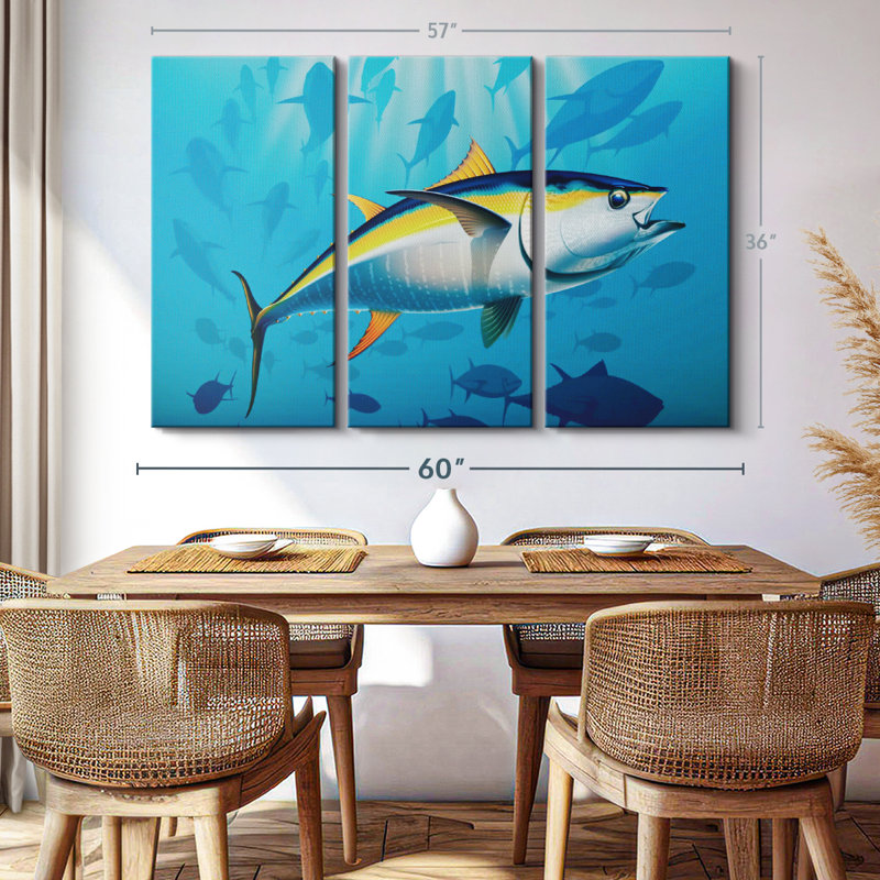 «Shoal Of Yellowfin Tuna» sur toile, H 36 po x l 57 po