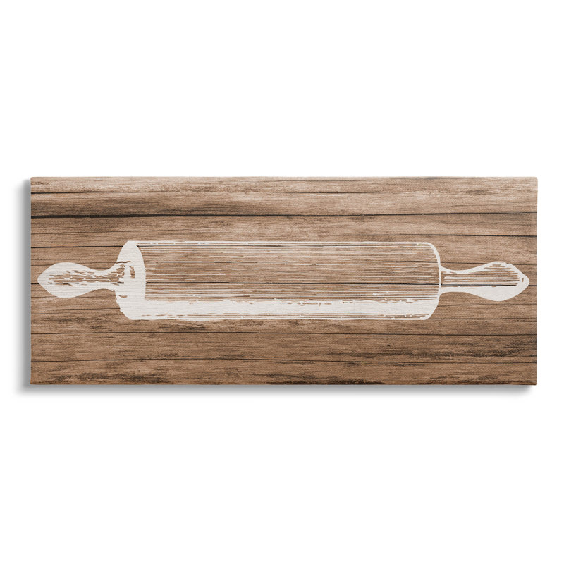 Rustic Brown Canvas Wall Art with Rolling Pin Design