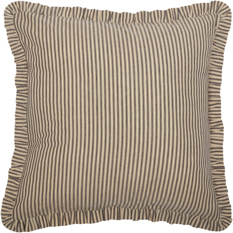 Cotton Striped Sham Set, Dark Crème, Coal Black