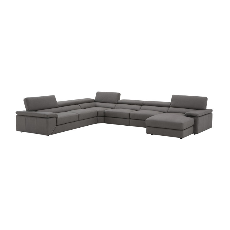 155" Wide Genuine Leather Sofa & Chaise, Left Hand Facing, Truffle Genuine Leather