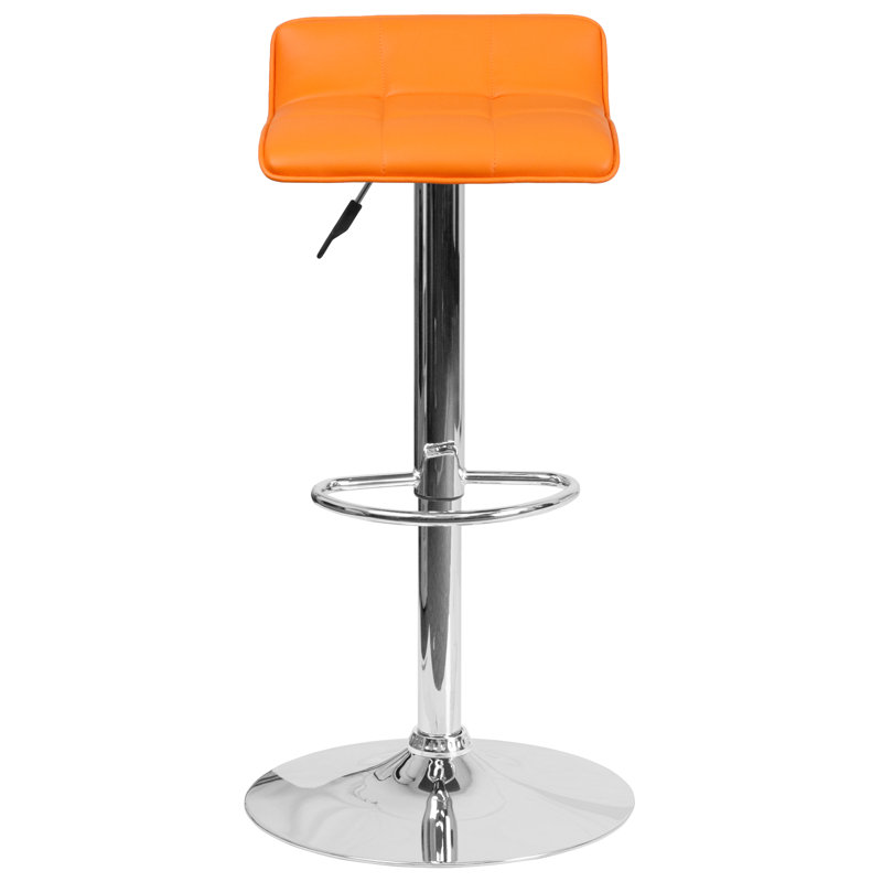 Noriega Swivel Upholstered Adjustable Height Counter Stool with Metal Frame, Orange