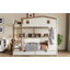 Lit superposé grand sur grand avec tiroirs et tablettes de rangement, fabrication en bois massif, aucun sommier nécessaire, beige et naturel-551764680