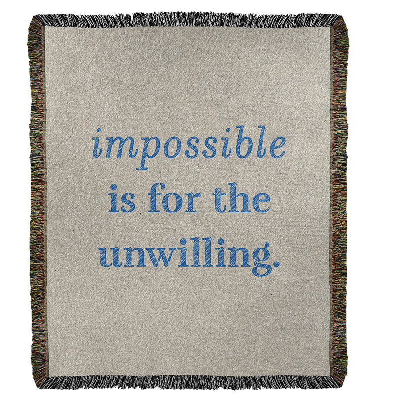 Hand Woven Throw Blanket, 60" L x 50" W, White/Blue