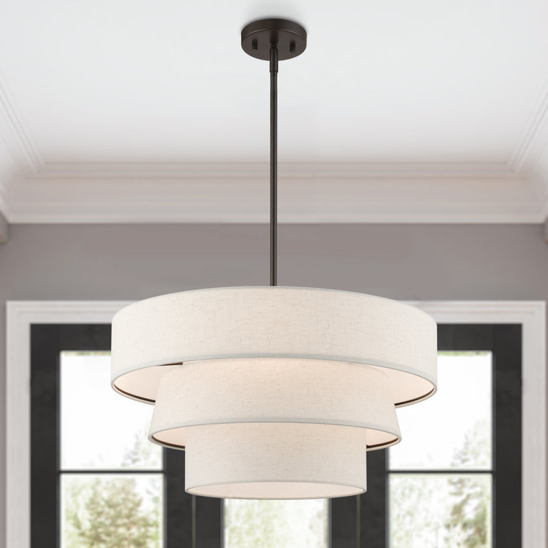 Lustre cylindrique à intensité variable 4 lumières Samire, Beige, Bronze anglais