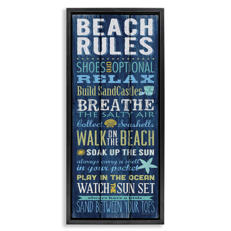 Beach Rules Relax Breathe, 25" H x 11" W, Jet Black Floater Frame